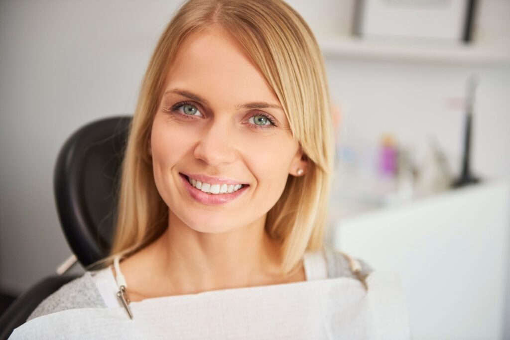 Woman at dental checkup.